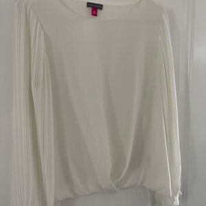 Vince Camuto Cream Pleated Sleeve Blouse